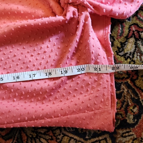 W5 Swiss Dot Front Tie Salmon Pink Top M - Picture 8 of 8
